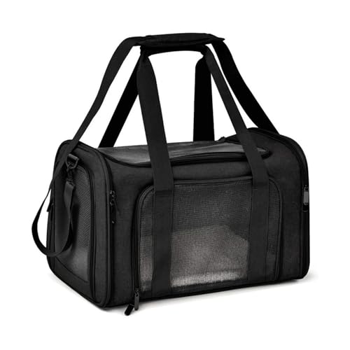 Portable Dog Cat Carrier Bag Soft Side Backpack Pet Carriers Dog Travel Bags Pets Handbag(Black,L (45x30x30cm))