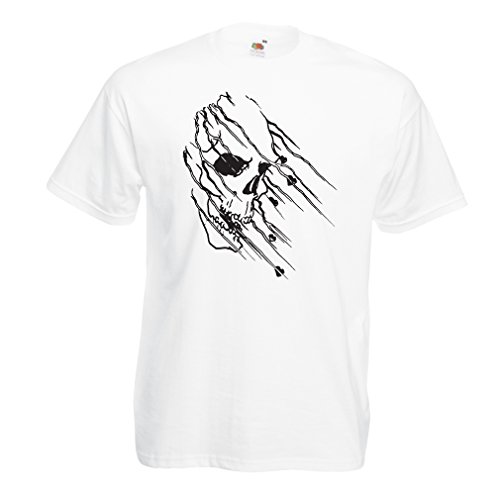 lepni.me Camisetas Hombre Tatuaje de Calavera, Arte Gráfico Camisas del Día de los Muertos (X-Large Blanco Multicolor)