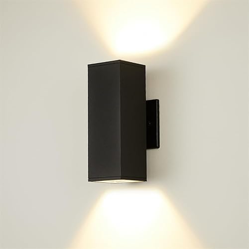 Eliphil Luces de pared para exteriores, luces de porche hacia abajo, lámpara exterior moderna, aplique de pared impermeable antioxidante, 14 W,