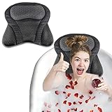 【Phantasy】 Badewannenkissen Saugnäpfen Perfekte Ergonomische Passform, Badewannenkissen Atmungsaktiver Waschbares Wannenkissen 4D Air Mesh , Badekissen für Entspannung von Nacken und Rücken Grau