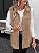 EVALESS Vest for Women Winter Clothing Fleece Jacket Fall Outfits for Business Casual Sleeveless Button Up Sherpa Vest Womens Outerweart Fur Coat Fashion 2025 Khaki Jackets with Pockets, X-Large