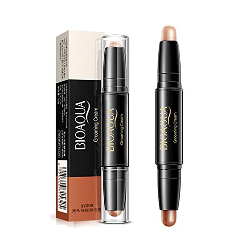 Emirde Double-Headed Highlight Stick, Contour and Highlighters Stick, Contour Stick,Concealer Contour, Highlighters Stick, Make up Concealer Contouring Cream Set Face Highlighters Sticks (B#03)