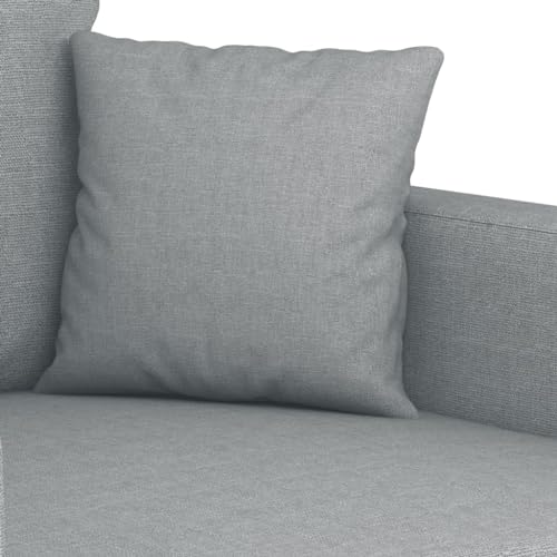 vidaXL Sofagarnitur 3-TLG., Sessel Couch mit Kissen Fußhocker, Sofa Wohnzimmersofa mit Armlehnen, Couchgarnitur Designsofa Sitzmöbel Polstermöbel, Hellgrau Stoff – Bild 7