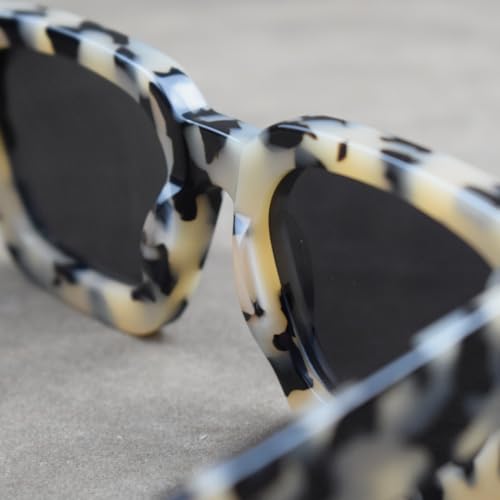Image of Retro Fashion Thick Acetate Polarized Sunglasses Trendy Square Men Womens Black Grey Shades Vintage