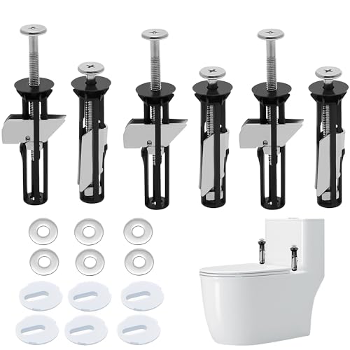 MZSX 6 Stück Toilettensitzbeschläge, Toilettensitzbefestigungen, Edelstahl-Toilettensitzbefestigungen für Deckelscharniere, Universal-Toilettensitzbolzen mit Dichtungen, für Toilettensitz-Ersatzteile