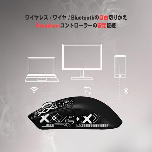ATTACK SHARK X11SE 超軽量ゲーミングマウス 60g 3モード接続 2.4Ghz/Bluetooth/Type-C ダブルBluetoothチャンネル 6レベルDPI切替 PAW3311センサー HUANOスイッチ Broadcom BK52820コントローラー FSWQエンコーダ 省エネ 人間工学デザイン ブラック （ステッカー付き）