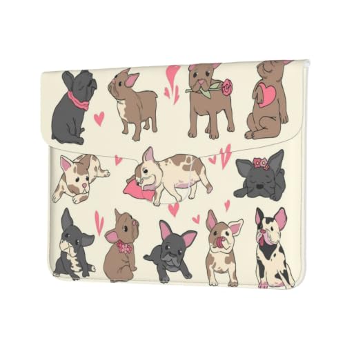 Funda de cuero sintético PU de Bulldog francés para portátil 13 pulgadas premium