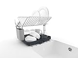 Joseph Joseph Y-Rack - Space saving 2 Tier Dish Drainer Rack with self-draining utensil pot and spout, Grey - Image 6