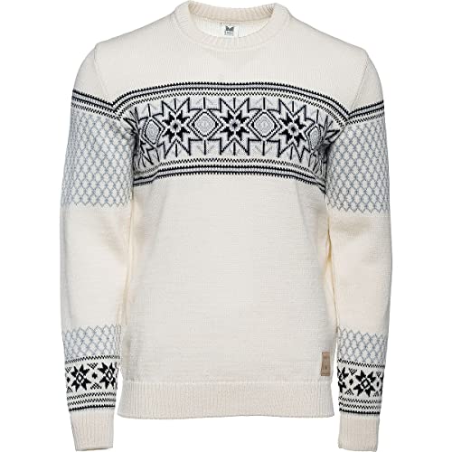 Dale Of Norway Elis Men’s Sweater - 100% Lightweight Wool Sweaters For Men - Regular Fit Pullover Sweaters For Men - Men’s Crew Neck Sweater With Detailed Patterns (Off White, Navy) #TOP2