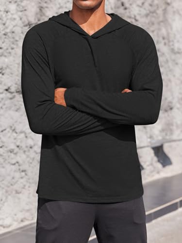 Gafeng Mens Workout Hoodie Long Sleeve Lightweight Gym Running Quick Dry Athletic Shirt with Hood2