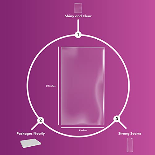 Purple Q Crafts Cellophane Bags For Baskets 9” X 20” 10 Pack Cellophane Gift Bags For Wine Bottles, Small Baskets, Mugs And Gifts 1.2 Mil Thick (10 Bags) #TOP2