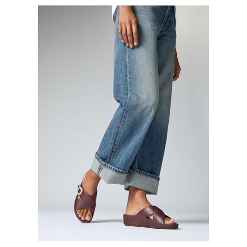 Image of FitFlop Women's Lulu Crystal-Buckle Leather Cross Slide Sandal