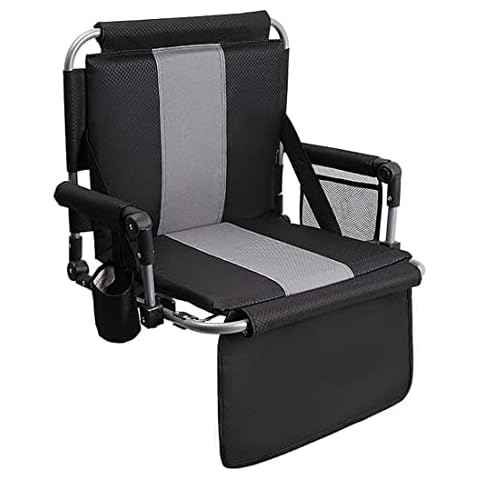 ALPHA CAMP Stadium Seat Chair for Bleachers with Back & Arm Rest (Black Grey) Cover