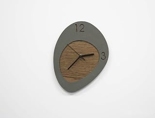 Organic Shape Concrete with Wood Wall Clock N12/3 - Modern Wall Clock - Home Decor - Contemporary - Minimalist Wall Art - Gift Idea