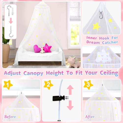 South to East White Bed Canopy for Girls with Glowing Stars in The Dark by South to East - Image 9