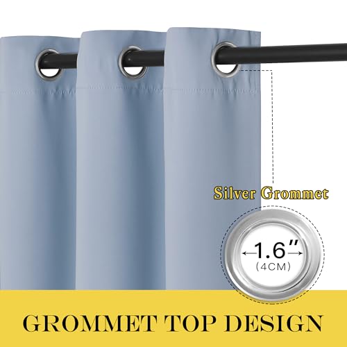 NICETOWN Vintage Blue Blackout Curtain for Living Room - Solid Thermal Insulated Grommet Blackout Panel/Drape for Bedroom Kitchen Window (1 Panel, 52 inches Wide by 54 inches Long)