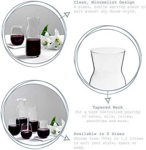 Argon Tableware 6x 700ml Glass Water Jug - 'Brocca' Range - Juice Carafe Decanter for Water, Wine, Iced Tea