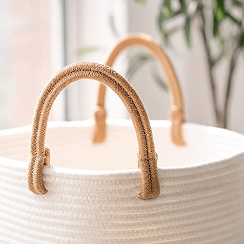 Indressme Tall Laundry Basket Woven Jute Rope Dirty Clothes Hamper Rope Basket For Blanket In Living Room Modern Hamper Basket In Laundry Room, 19.7''H 13.8''D #TOP5