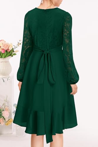 MITILLY Girls Lace Flower Ruffle Dress Long Sleeve Chiffon A Line High Low Junior Bridesmaid Dresses for Wedding Party4