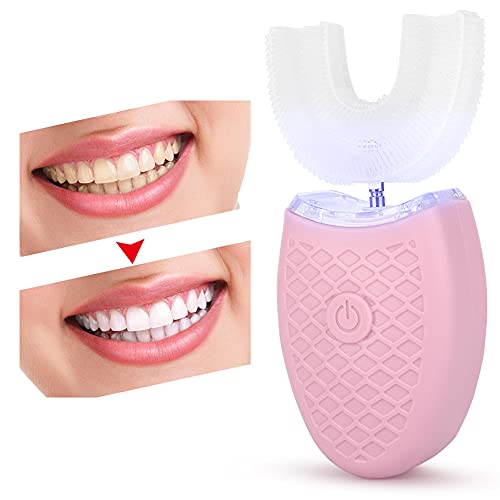 Elektrische Zahnbürste Erwachsene, U-förmige Schallzahnbürsten zur Zahnaufhellung, intelligente automatische Zahnbürste mit 4-Gang-Geschwindigkeit und LED-Licht, IPX7 wasserdichte(Rosa) – Bild 4