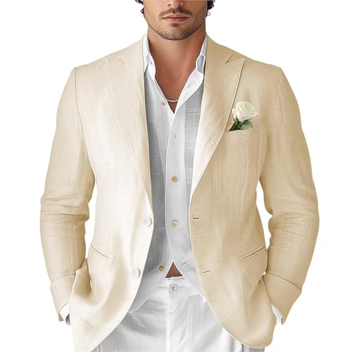 TUXBURNTXZ Men's Casual Linen Blazer Lightweight Sport Coat Regular Fit