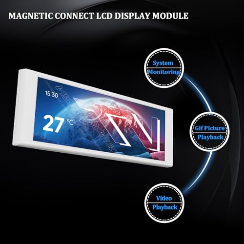 Image of Trofeo Vision LCD White 6.86-inch Magnetic IPS Case Water Cooling Display, 1280x480 Resolution, Endless Themes to Customize