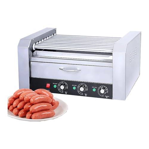 QUSYZD Macchina per cuocere a griglia con rulli per Hot Dog, Commerciale, 11 rulli antiaderenti, scalda panini, Salsiccia per Hot Dog, per Uso Domestico, Negozio, Snack, Bar,