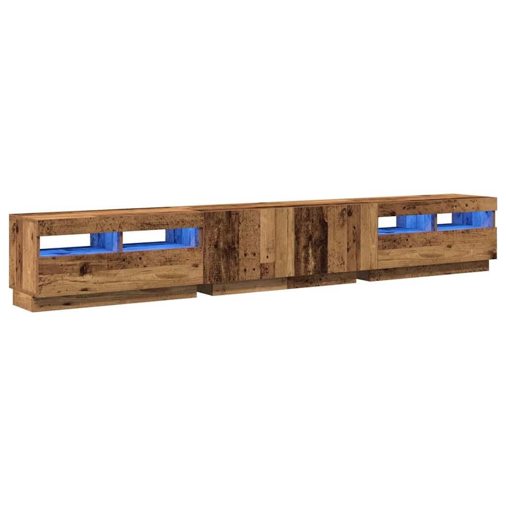 Mueble TV Luces LED Madera ingeniería Envejecida 260x35x40 cm