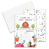 YQV Farm Animals Birthday Invitations, 20-Count Farmhouse Birthday Party Invitations With Envelopes,