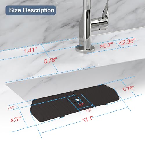 Image of Faucet Guard - 90 Foldable Drain Mat for Kitchen & Bathroom with 2 Drain Ports (Black, 17.7 inch*5.66 inch)