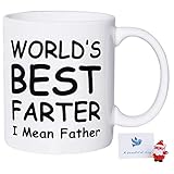 World's Best Farter Dad Coffee Mug Birthday Fathers Day Gifts Funny Mugs for Dad From Son, Daughter, Wife - 11 oz, White