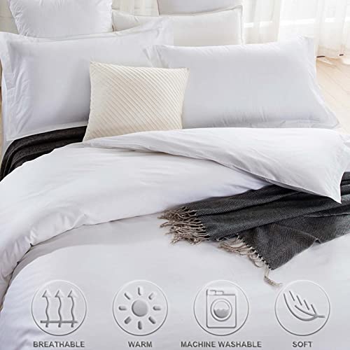 Nanko Full Duvet Cover Set White 3Pc 1200 Tc Hotel 80 X 90 Luxury Soft Microfiber Down Comforter Quilt Bedding Cover With Zipper Ties - Farmhouse Modern Style For Men And Women Teen #TOP2