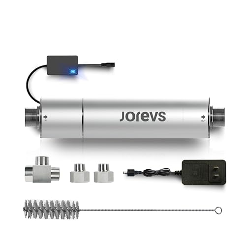JOREVS UV Water Filter - Whole House UV LED Water Purifier, Mercury-Free Water Purification System, Easy Installation, 12 GPM for Energy-Saving for Whole Home Water Filtration