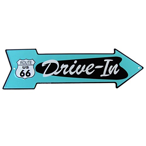 Treasure Gurus Route 66 Drive In Arrow US Made Metal Sign Diner Garage Man Cave Wall Decor