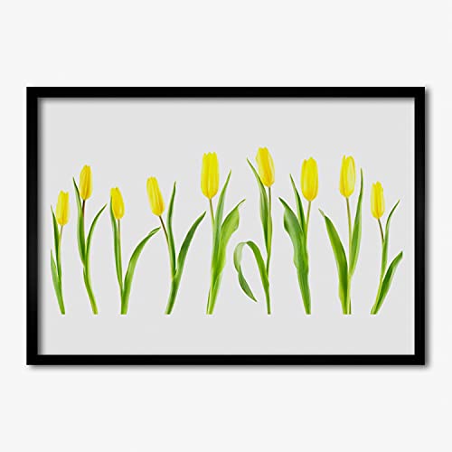 Affiche encadrée fleurs de tulipes jaunes Tulup 70x50 pour égayer un mur vide