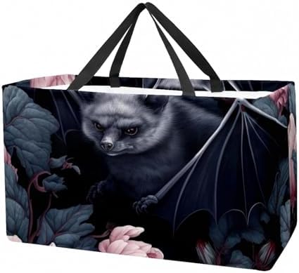 Shopping Tote Bags Reusable Collapsible Sublimation Medium Size Flower Foldable Bulk Stand Up