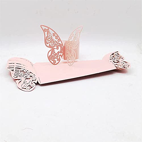 Lavandi 100Pcs 3D Butterfly Paper Napkin Rings Weddings Party Serviette Table Decoration Restaurant (Pink) #TOP7