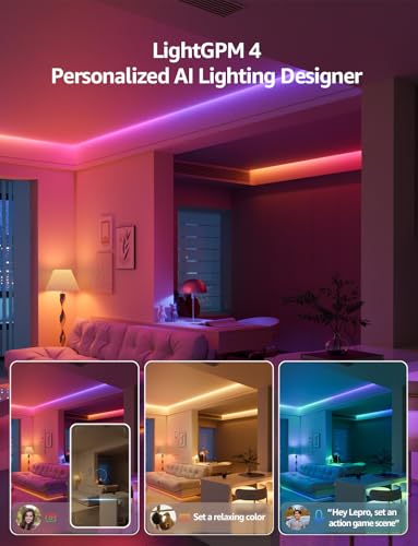 Lepro S1 AI Smart LED Strip Lights 5M RGB+IC, Works with Alexa & Google Assistant, Music Sync, Colour Changing, WiFi Bluetooth App Voice Control, Personalized AI Lighting Designer, Flexible LED Lights - Image 2