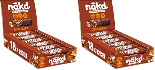 Image of Nakd Cocoa Orange Natural Fruit & Nut Bars - Vegan - Healthy Snack - Gluten Free - 35g x 18 bars (Pack of 2)