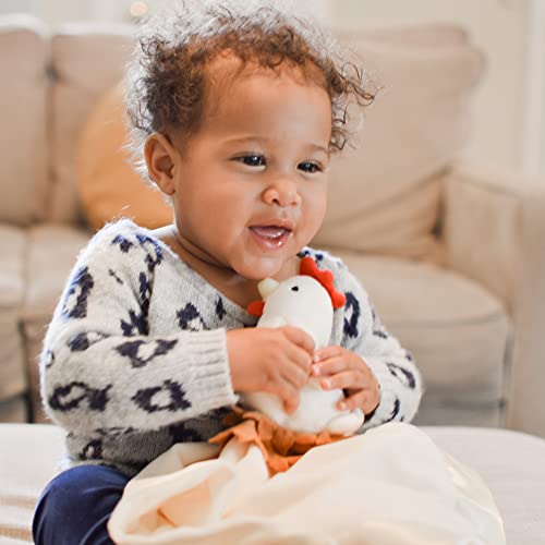 Image of Chicken Lovey Blanket for Baby | Large 20 inch x 20 inch Baby Lovey for Girls or Boys | Cute Chicken Security Blanket for Babies and Toddlers