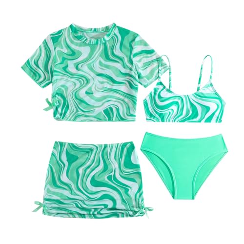 Maillot de bain 3 pièces fille capuche zippée pour natation enfant