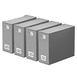 4 PACK SHEET ORGANIZERS - Make your linen closet organized and beautiful with this foldable bed sheet fabric organizer; Each Storage Organizer SIZE: 5"W x 15"D x 12.8"H CIRCLE WINDOW DESIGN - You can see the linen color clearly through the front circ...