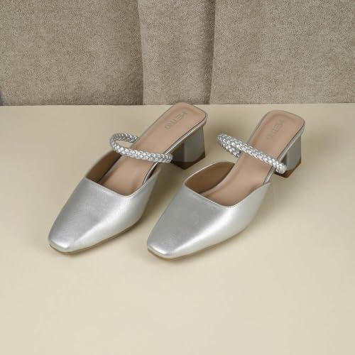 Image of Metro Women's Froh Feet Fashionable Block Heel Mules Featuring a Square Toe Design,