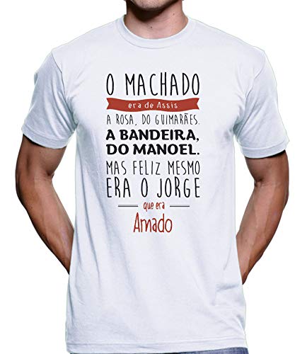Camiseta Machado De Assis Bandeira Jorge Amado Algodão 1175 (Branco, G)