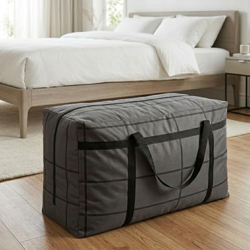 Image of Extra Large Storage Bag 100 x 50 x 36 cm (180L), Non Woven Bedding Storage Organizer with Zipper & Handles for Mattress, Pillows, Cushions, Blankets, Quilts & Clothes (Grey)