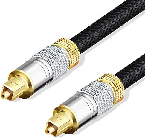 Starweh Optical Audio Cable, 6ft Fiber Optic Audio Cable with Durable 24K Gold-Plated, Nylon Braided Male to Male Optical Digital Cable for HI-FI Sound Bar, Home Theater, TV, PS4, Xbox, Playstation