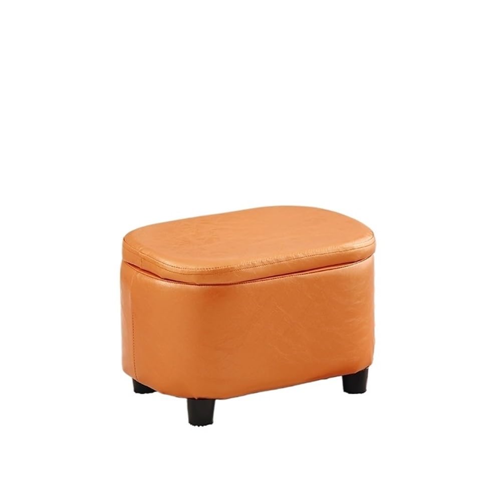 Storage Stool, Multiple Colors Can Be Flip Cover Storage Low Stool for Living Room Bedroom Balcony Office(Orange)