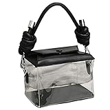 Material: PU GEEKEN Transparente Tasche Damen Handtasche Schulter Umh？Ngetasche Quadrat L？Ssig Damen Transparente Bote Umh？Ngetasche Kleine Handtasche-Schwarz