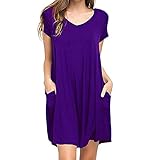 Shakumy Women Casual Plain Simple Loose T Shirts Dress Summer Short Sleeve Tunic Tops Dress Pockets...