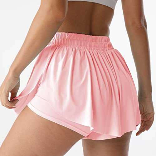 Image of Flowy Athletic Shorts for Women Running Tennis Butterfly Shorts Girls 2-in-1 Double Layer Quick-Drying Comfy Shorts